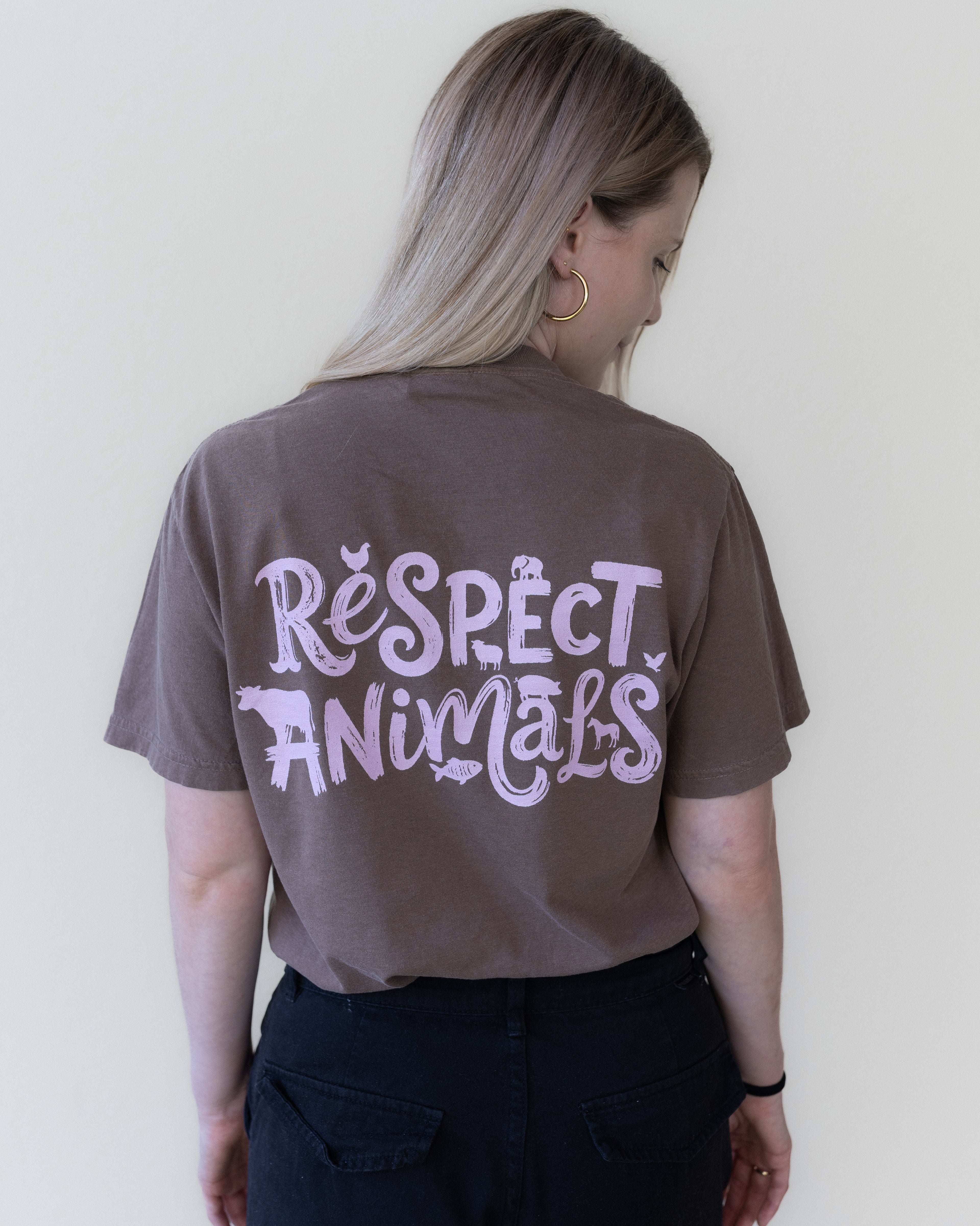 Respect Animals textilgefärbtes Unisex-T-Shirt