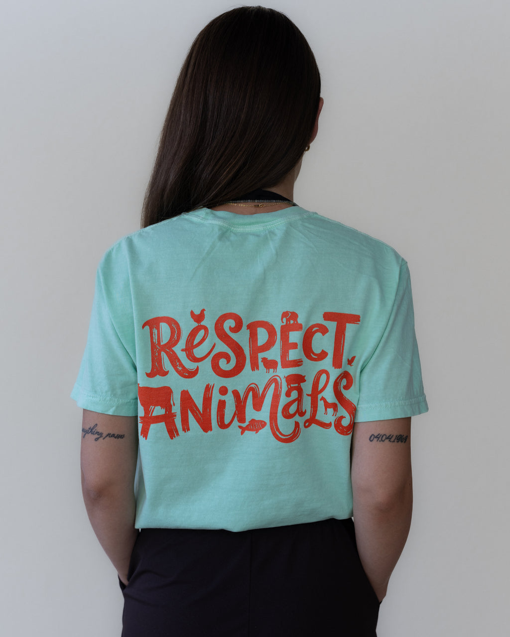 Respect Animals Schweres textilgefärbtes Unisex-T-Shirt