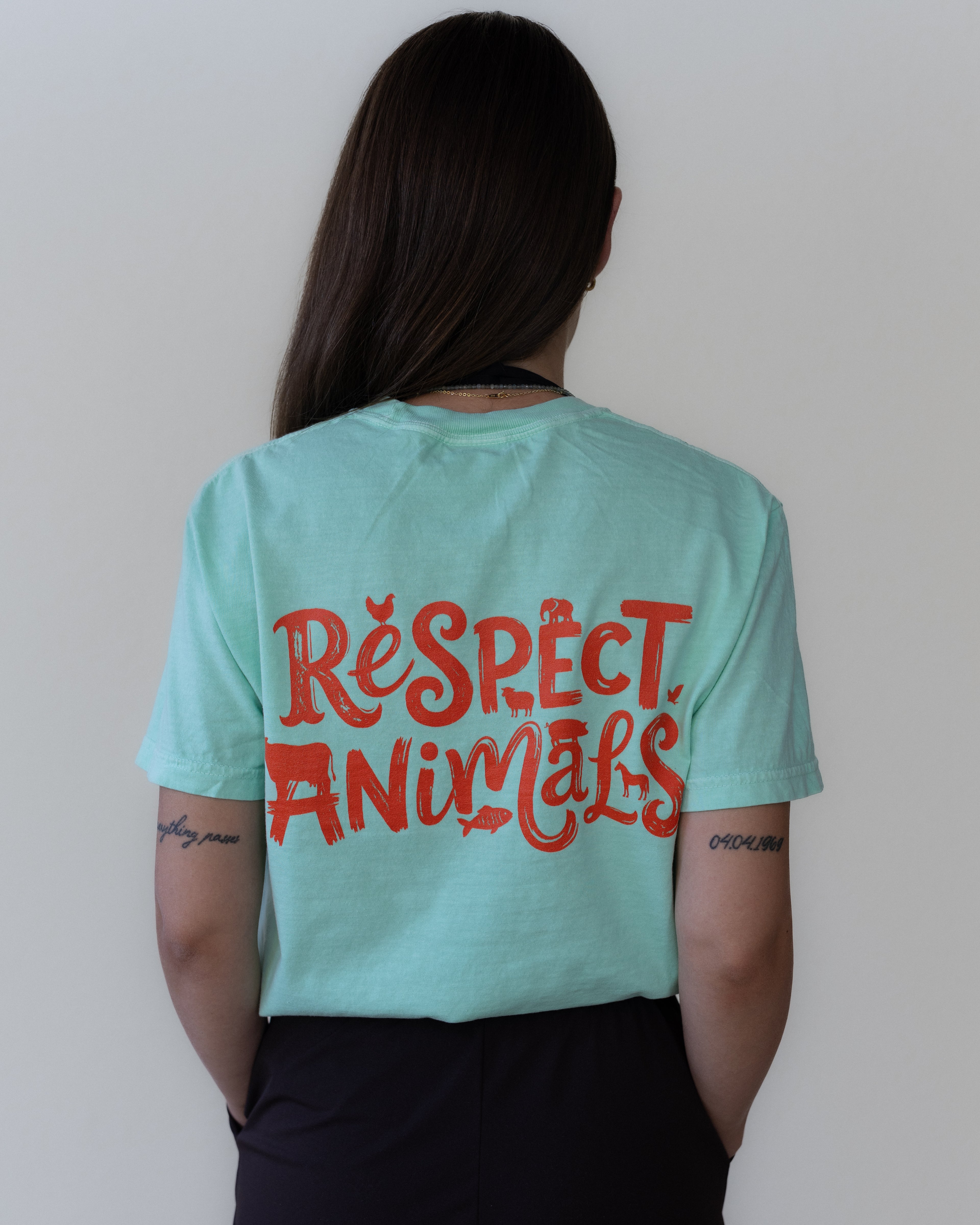 Respect Animals Schweres textilgefärbtes Unisex-T-Shirt