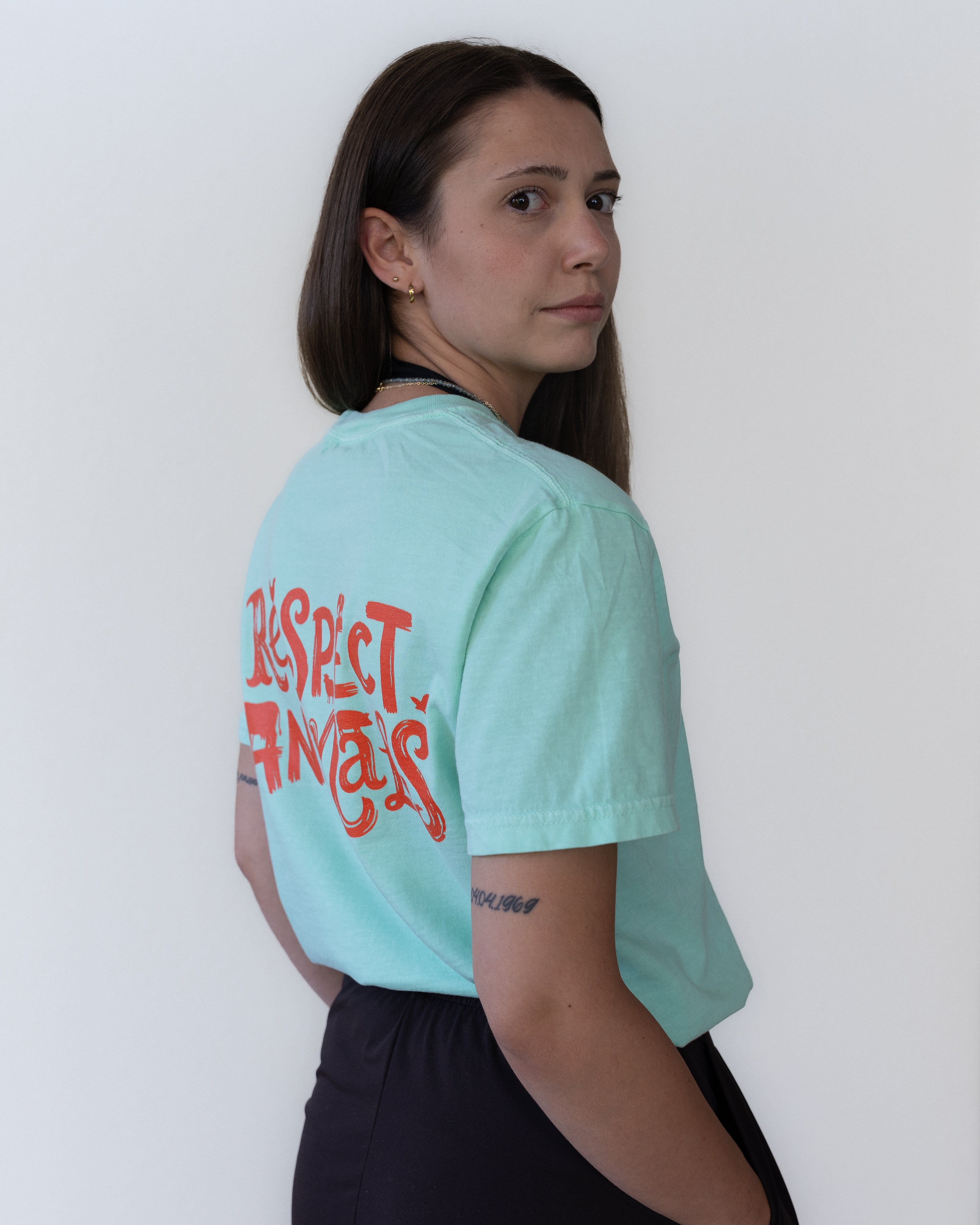 Respect Animals Schweres textilgefärbtes Unisex-T-Shirt