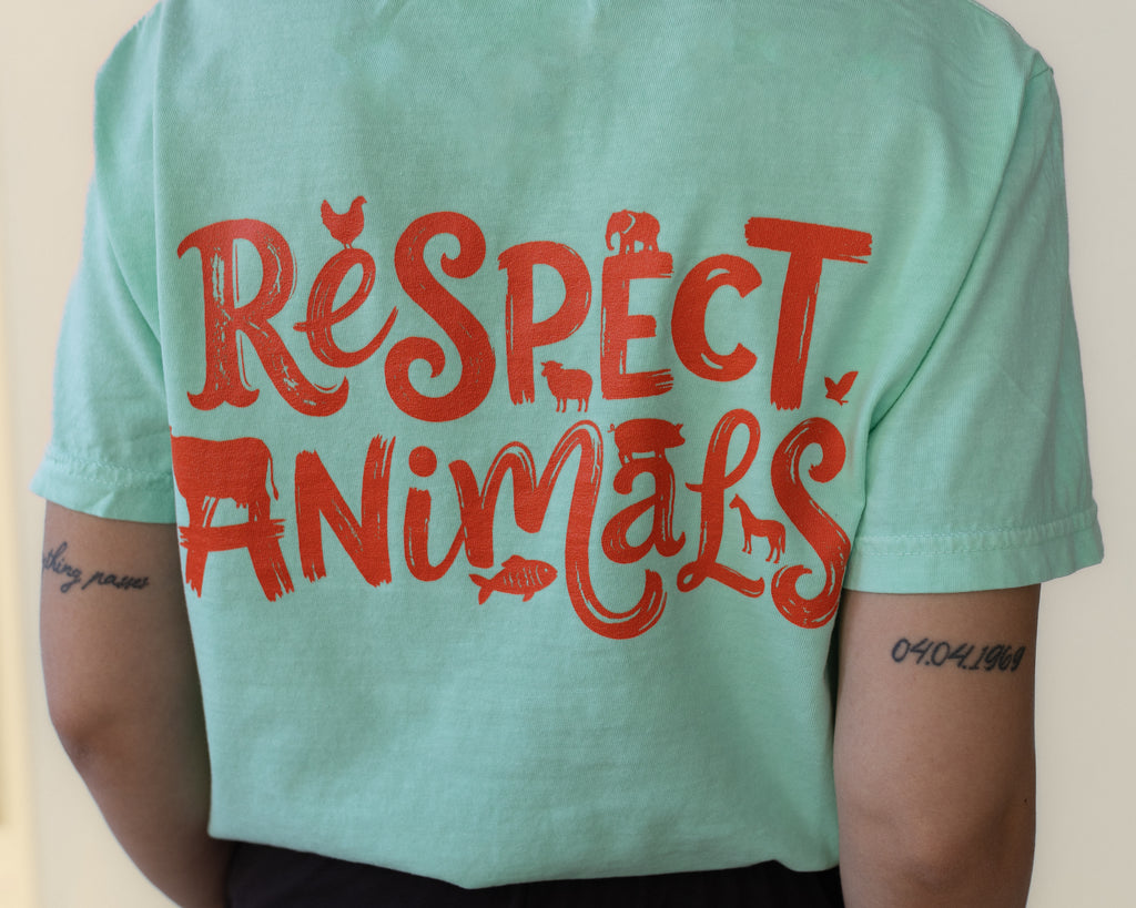 Respect Animals Schweres textilgefärbtes Unisex-T-Shirt