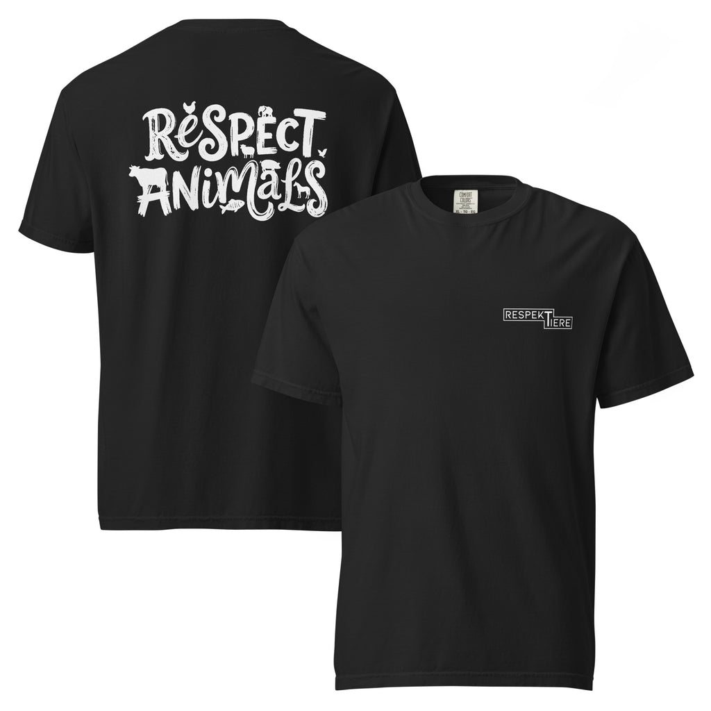 Respect Animals Schweres textilgefärbtes Unisex-T-Shirt