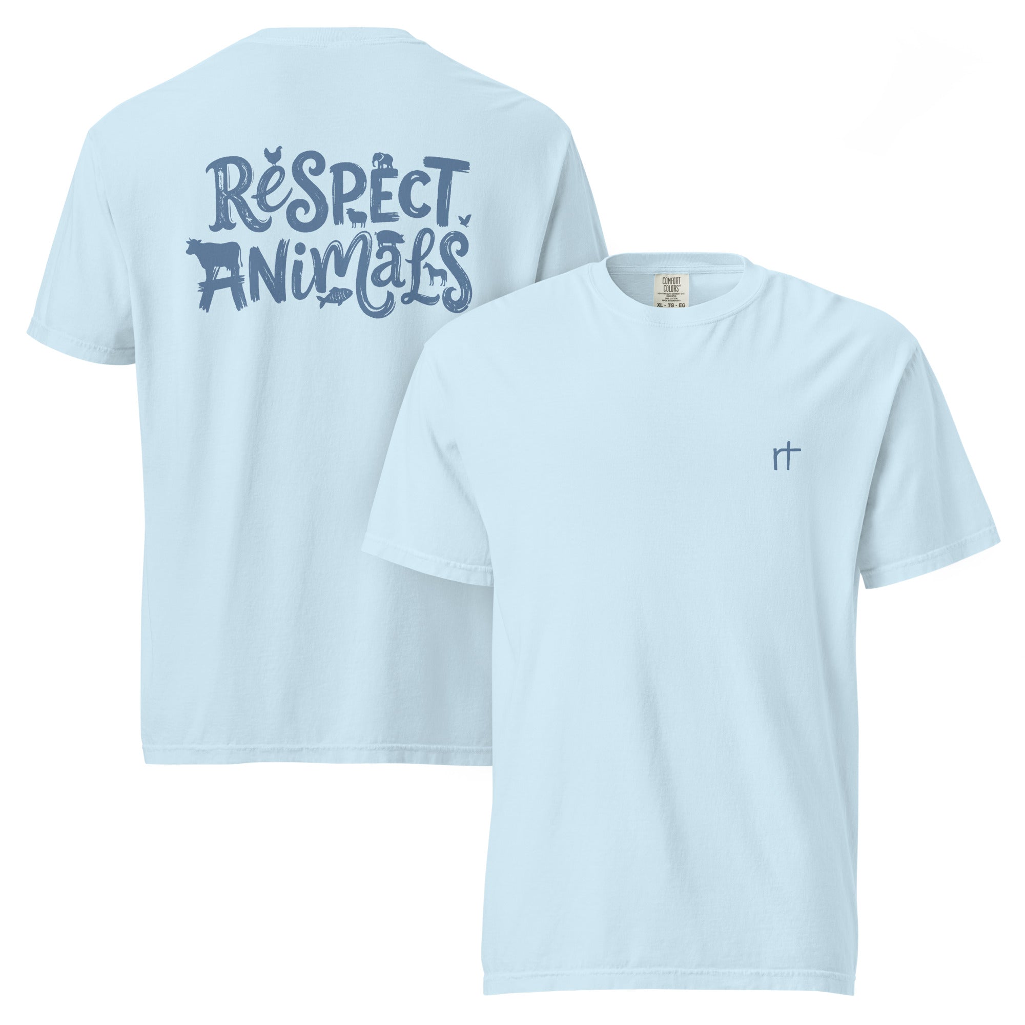 Respect Animals Schweres textilgefärbtes Unisex-T-Shirt