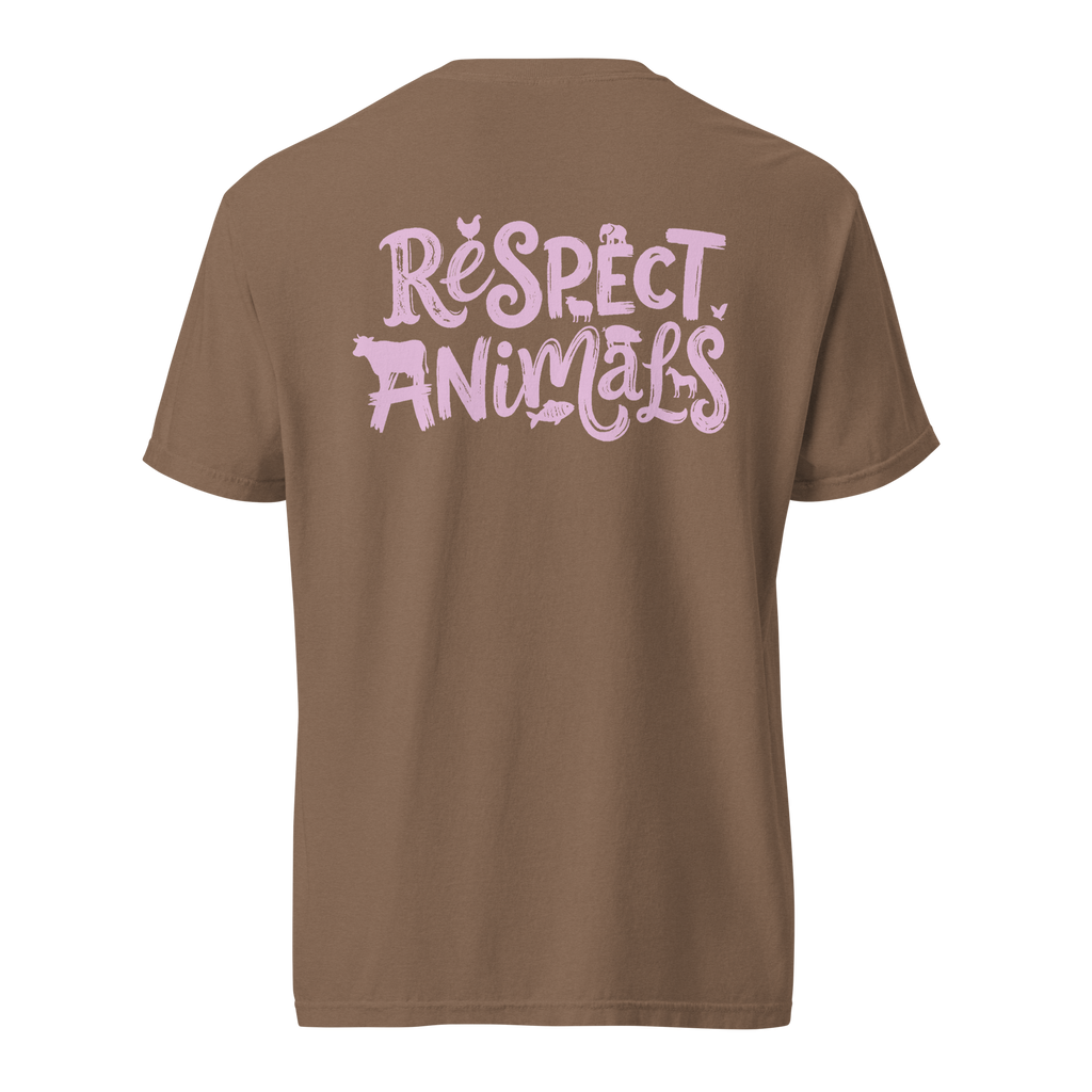Respect Animals Schweres textilgefärbtes Unisex-T-Shirt