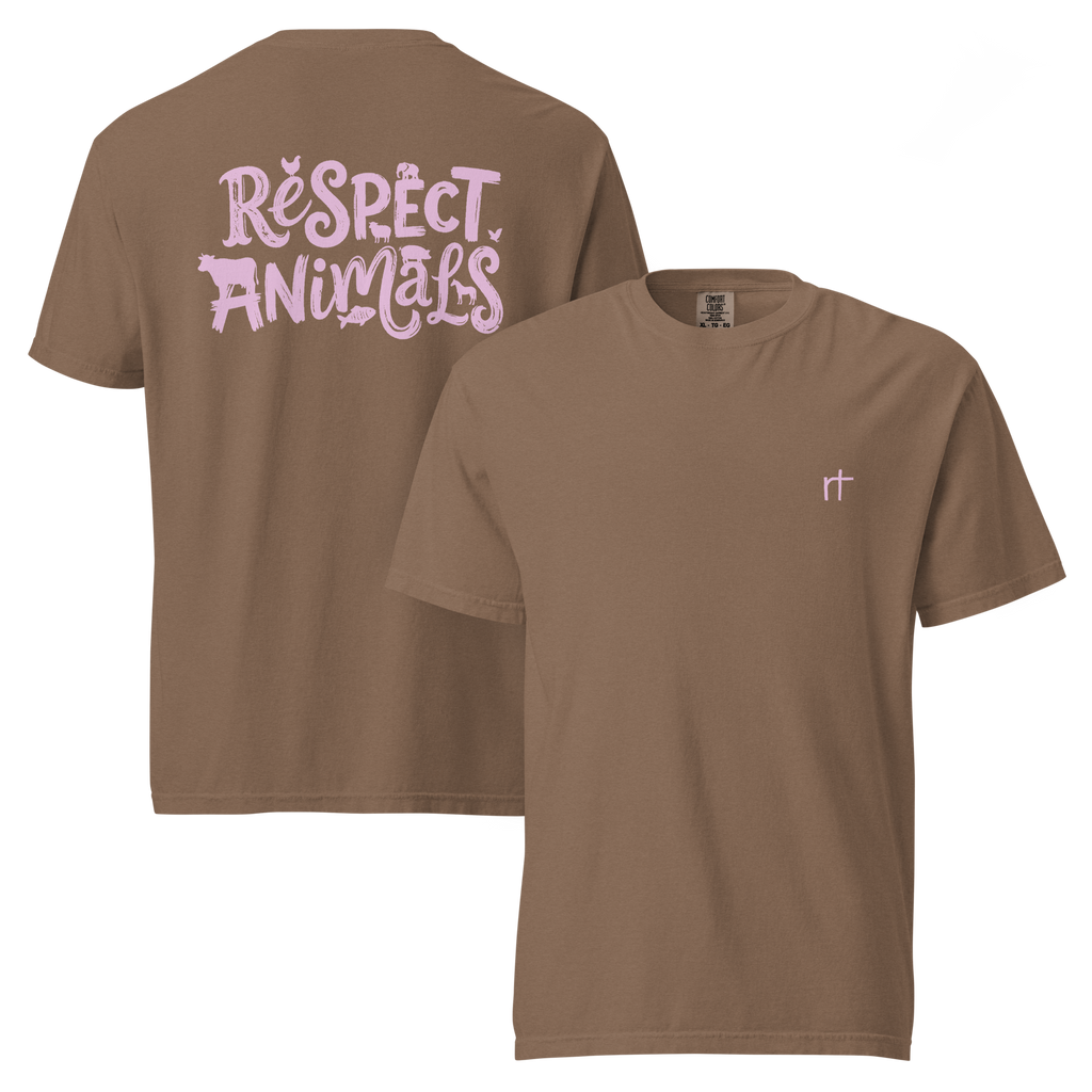 Respect Animals Schweres textilgefärbtes Unisex-T-Shirt