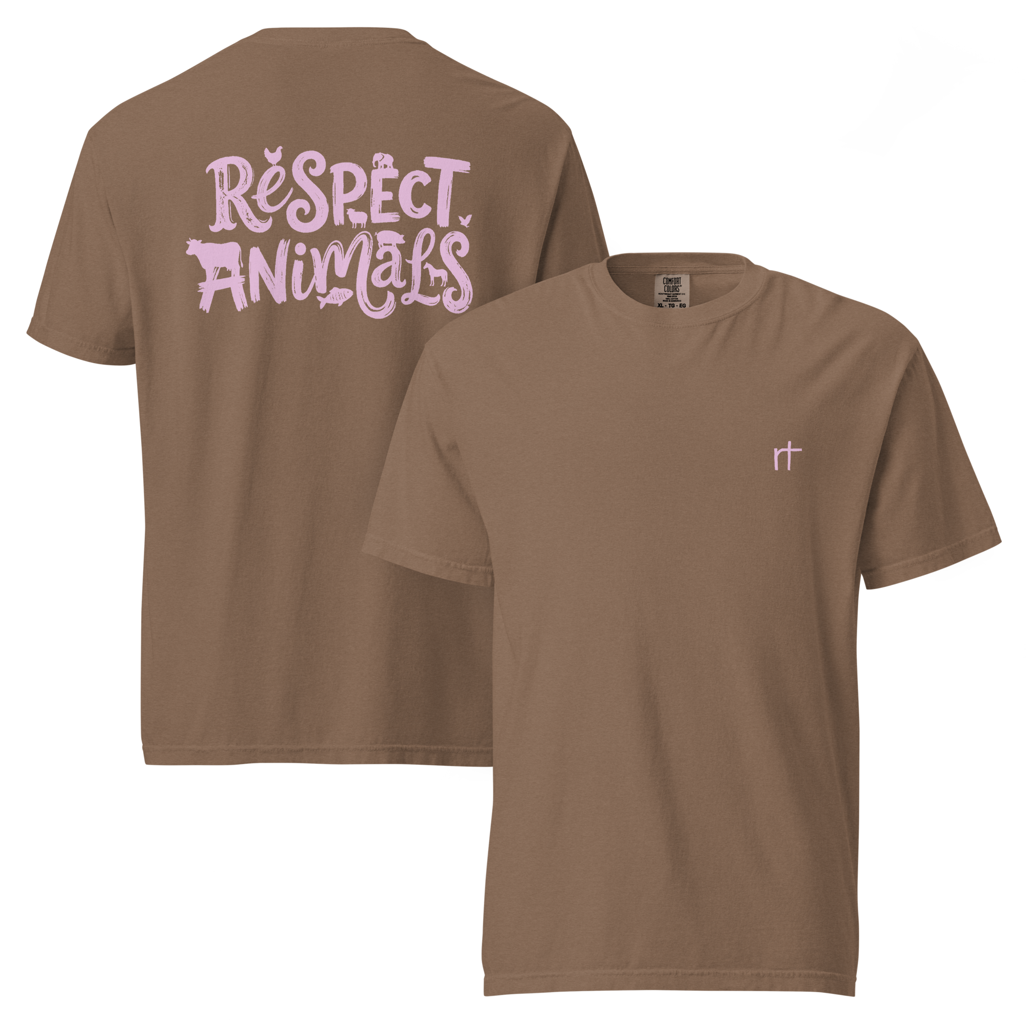 Respect Animals Schweres textilgefärbtes Unisex-T-Shirt