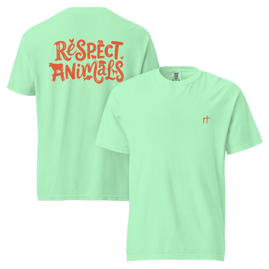 Respect Animals Schweres textilgefärbtes Unisex-T-Shirt