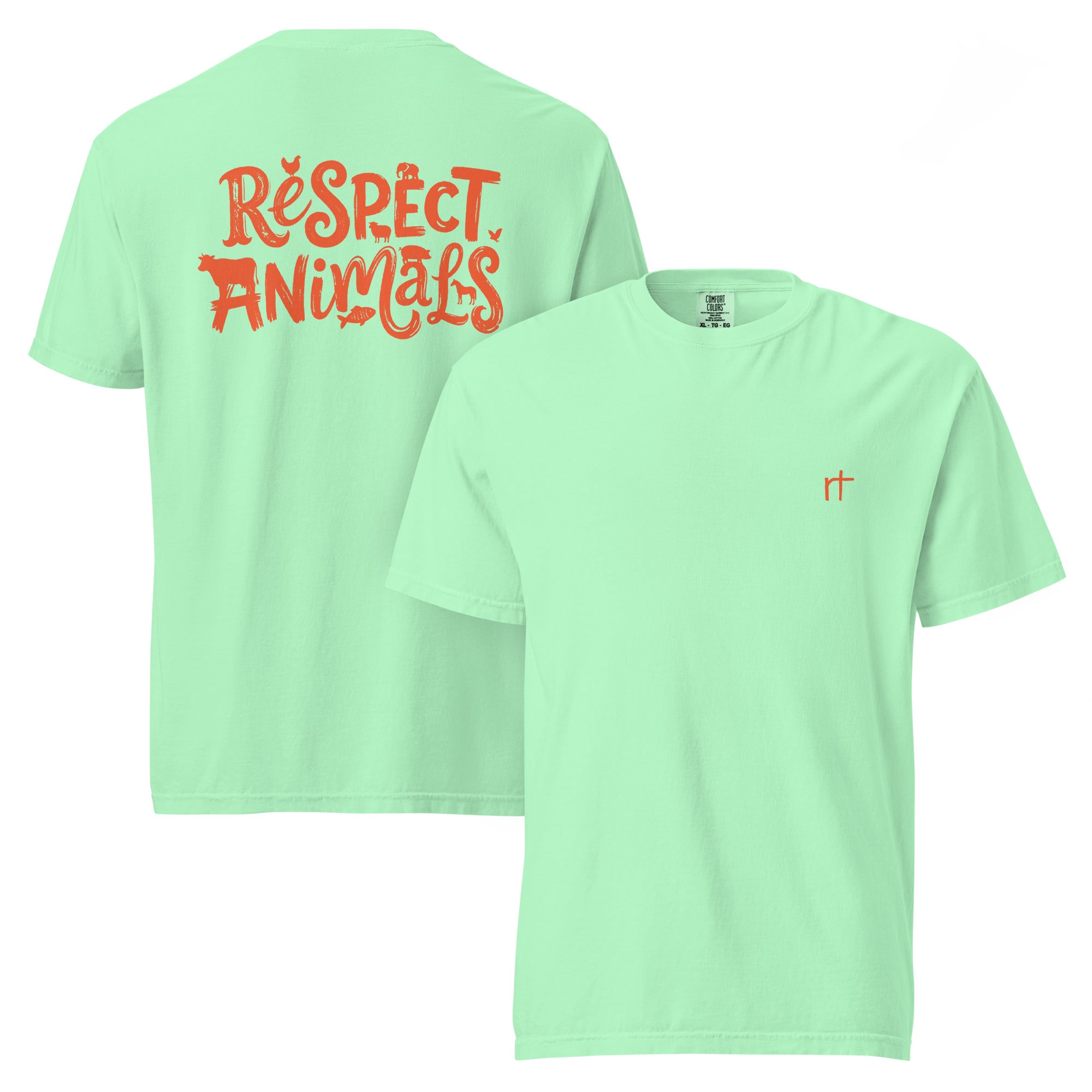 Respect Animals Schweres textilgefärbtes Unisex-T-Shirt